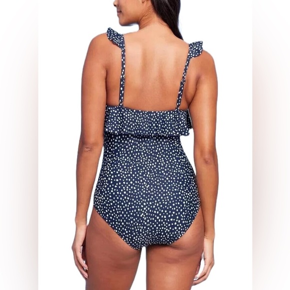Brand: Kona Sol Women's Polka Dot Ruffle Shoulder One Piece Swimsuit - Picture 2 of 11